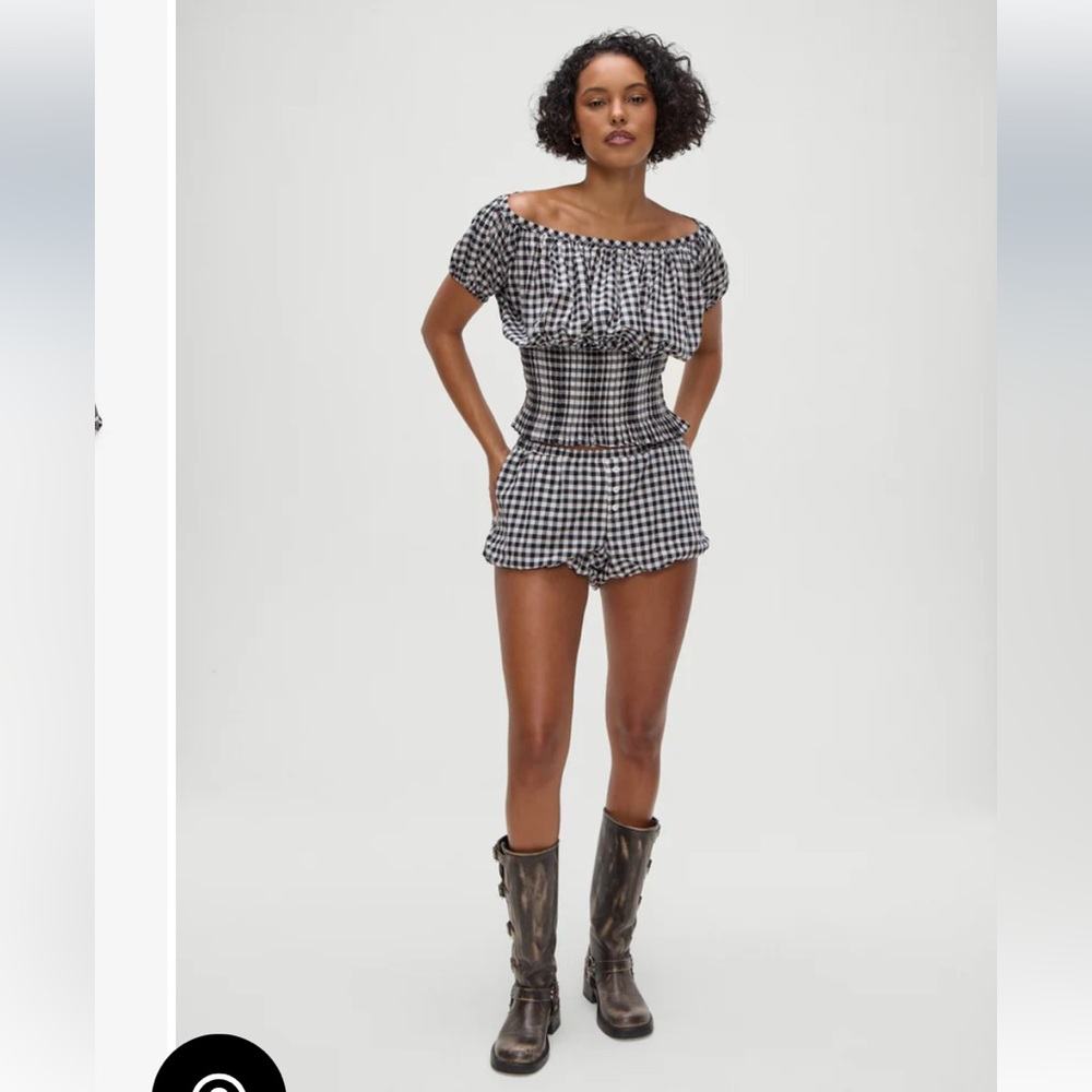 Frankie’s Bikinis Cider Blouse Regular price $170 CAD Color: Black Gingham xs - Picture 3 of 10